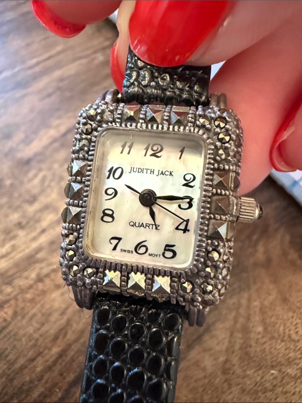 Vintage Judith Jack Sterling Silver Marcasite Watch - Picture 3 of 13